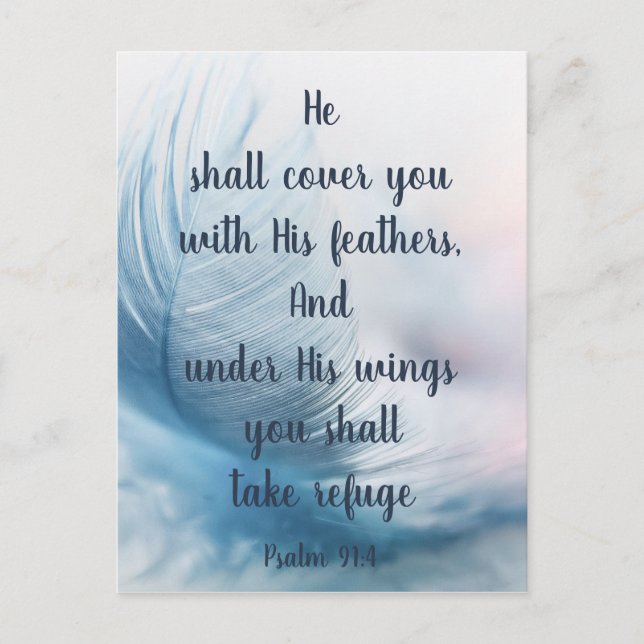 Inspirational Uplifting Psalm 91:4 Under His Wings Postcard (Front)