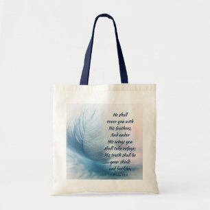 Inspirational Uplifting Psalm 91:4 Under His Wings Tote Bag
