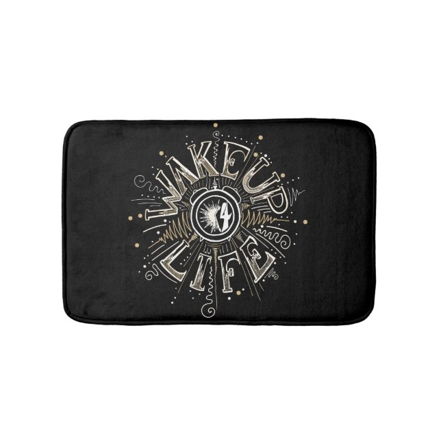 Inspirational WAKE UP 4 LIFE quote illustration Bath Mat (Front)