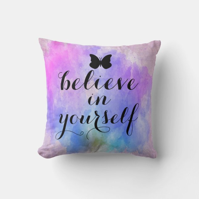 Inspirational Watercolor Throw Pillow (Front)