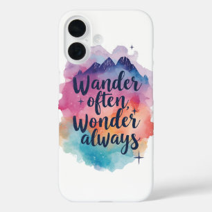 Inspirational Watercolor Wanderlust Message iPhone 16 Case