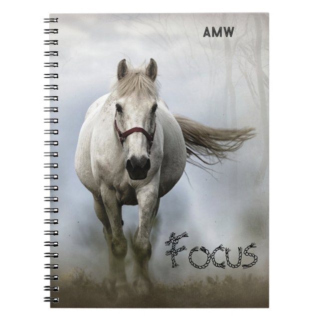 Inspirational White Horse Focus Journal (Front)