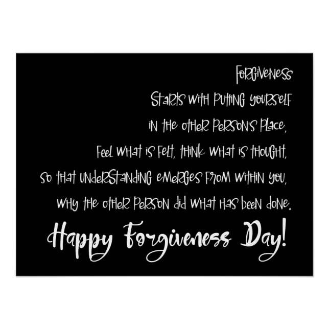 Inspirational Wisdom Happy Forgiveness Day Poster (Front)