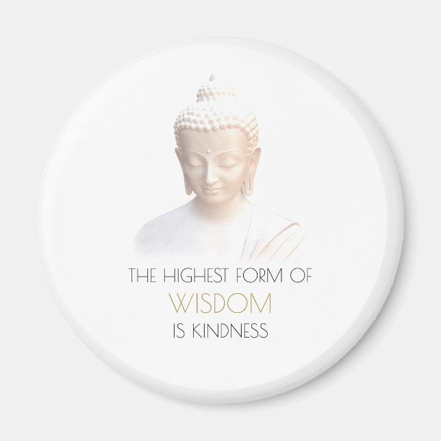 Inspirational Wisdom Quote With White Buddha Magnet (Front)