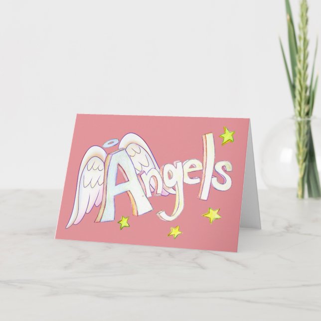 Inspirational Word Angels Greeting Card (Front)