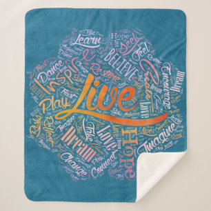 Inspirational  Word Cloud Art in Lotus Sherpa Blanket