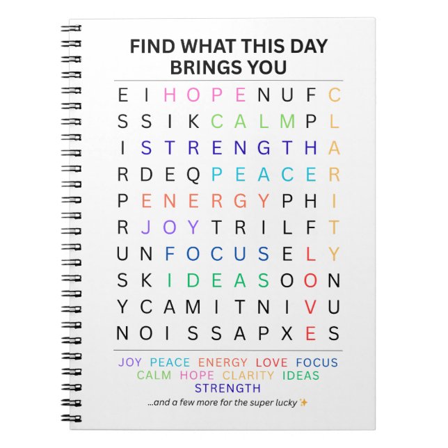 Inspirational Word Search – Daily Positive Words Notebook (Front)