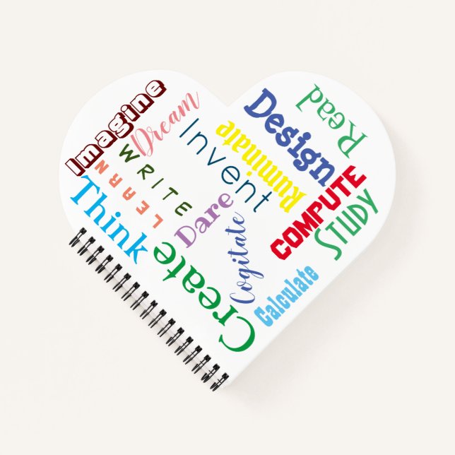 Inspirational Words Colourful Students Heart Notebook (Front)