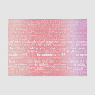 Inspirational Words Peach Pink Ombre Tissue Paper