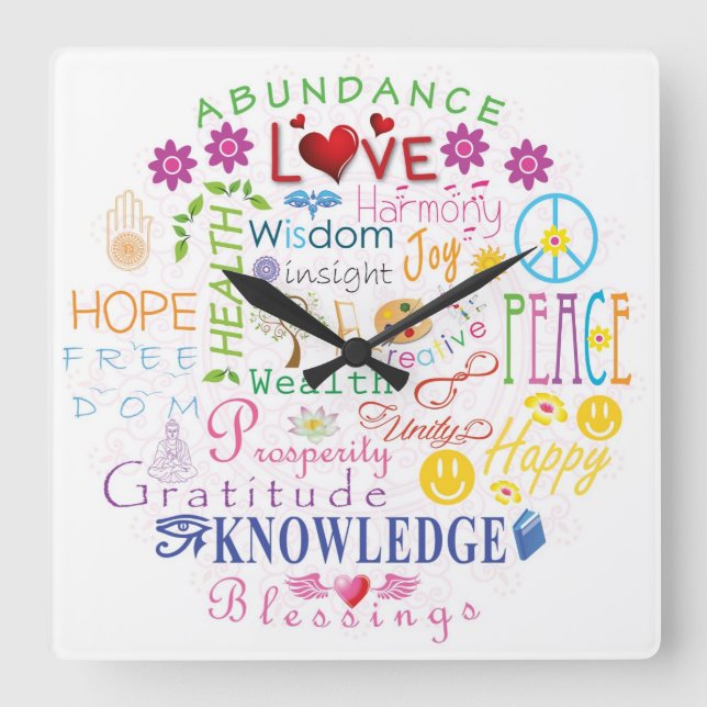 Inspirational Words Square Wall Clock (Front)