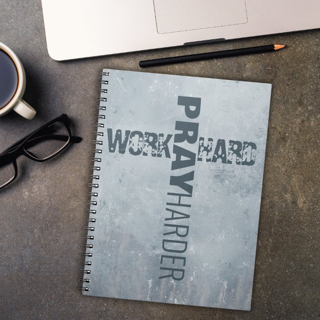 Inspirational Work Hard Pray Harder Cross Blue Notebook (Creator Uploaded)