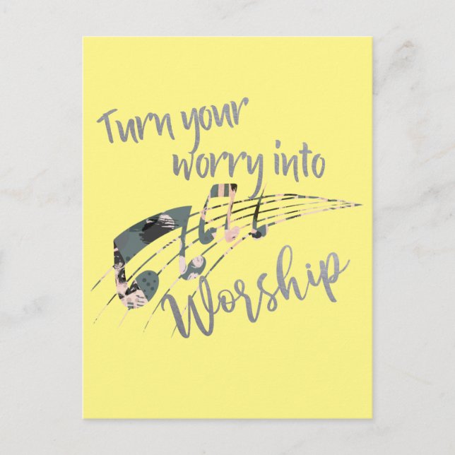 Inspirational Worry into Worship Christian Postcard (Front)