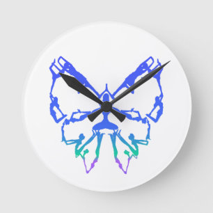 Inspirational Yoga Poses Butterfly New Beginnings Round Clock