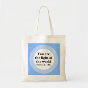 Inspirational You are the light of the World Blue Tote Bag