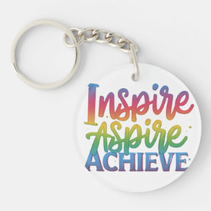 Inspire Aspire Achieve Circle Keychain