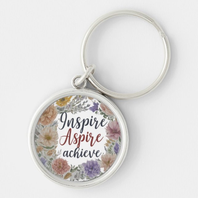 Inspire Aspire Achieve Premium Round Keychain (Front)