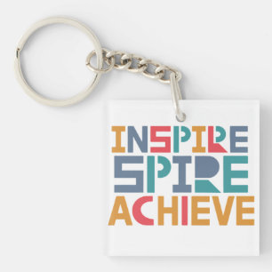 Inspire Aspire Achieve Square Keychain