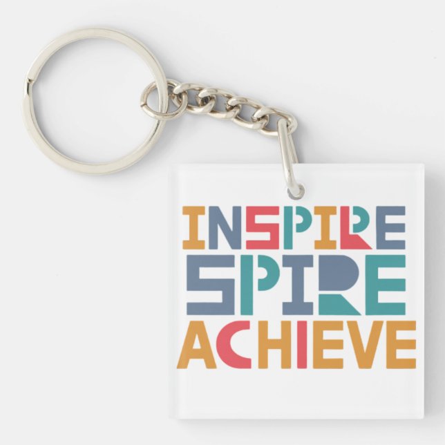 Inspire Aspire Achieve Square Keychain (Front)
