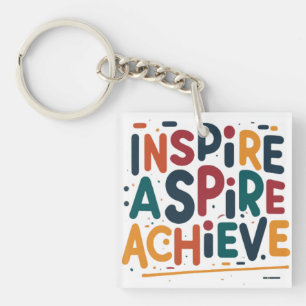 Inspire Aspire Achieve Square Keychain