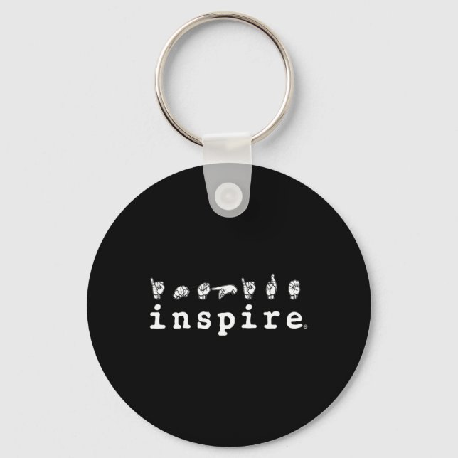 inspire brand ASL American Sign Language Deaf Awar Key Ring (Front)