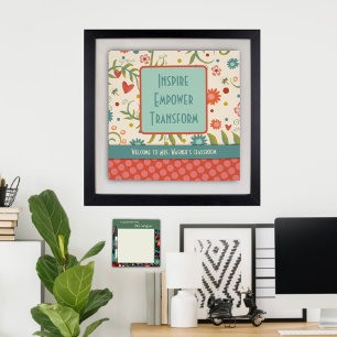 Inspire Empower Teacher Pretty Floral Class Poster