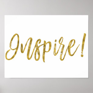 Inspire Gold Foil and White Inspirational Word Poster