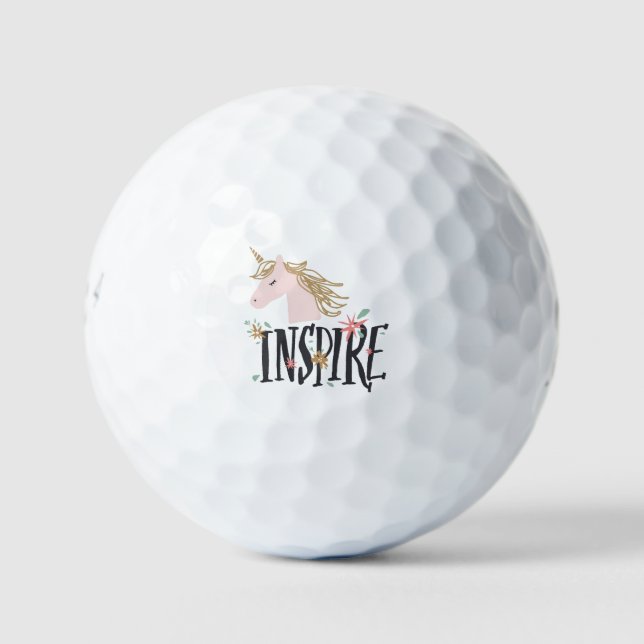 Inspire | Gold Mane Unicorn Golf Balls (Front)