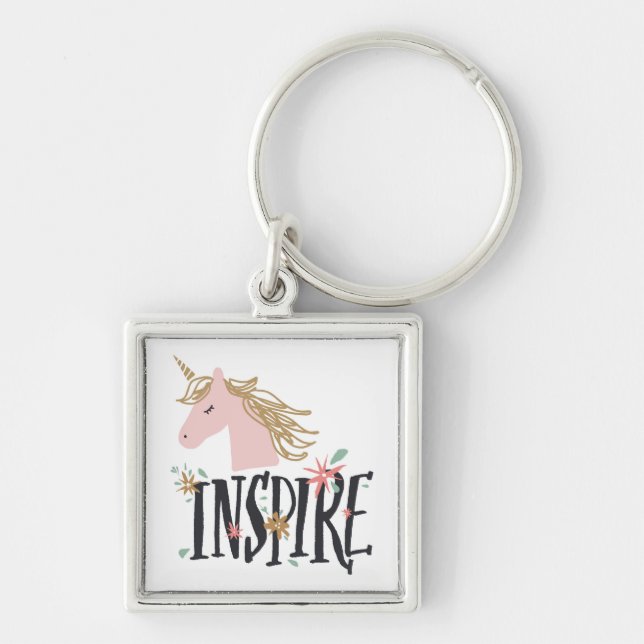 Inspire | Gold Mane Unicorn Key Ring (Front)