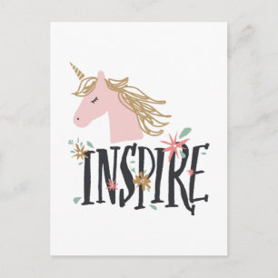 Inspire Gold Mane Unicorn Postcard