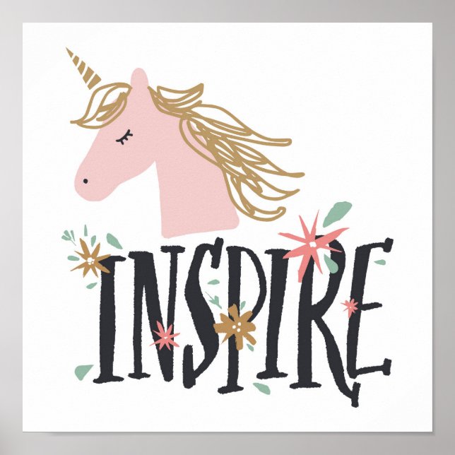 Inspire | Gold Mane Unicorn Poster (Front)