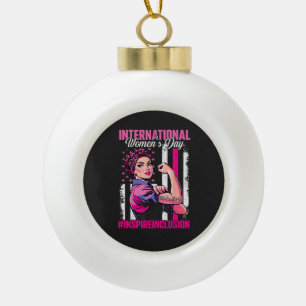 Inspire Inclusion 8 March International  Ceramic Ball Christmas Ornament