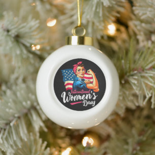 Inspire Inclusion 8 March International Ceramic Ball Christmas Ornament