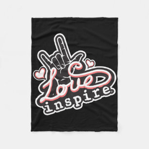 Inspire Love Asl Ily Hand Sign Language Deaf Aware Fleece Blanket