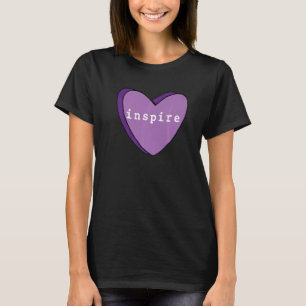 inspire Purple Coloured Heart Valentines Day   T-Shirt