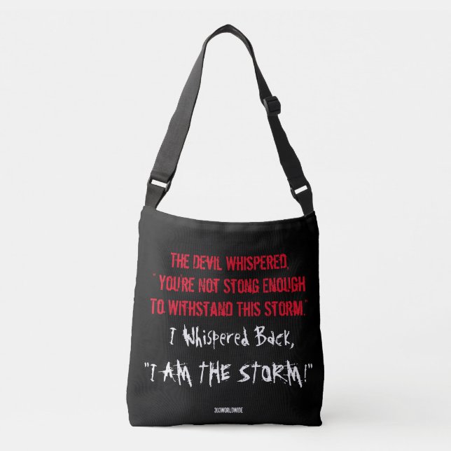 INSPIRE RED & WHITE WARRIOR QUOTE ON BLACK BACKGR CROSSBODY BAG (Front)