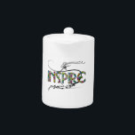 Inspire Teapot<br><div class="desc">Give the gift of inspiration to someone special with this uplifting text design. The design is a multicolored text with black swirls. Makes a great wedding gift or housewarming gift.</div>