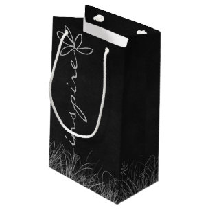 INSPIRE text on black chalkboard Small Gift Bag