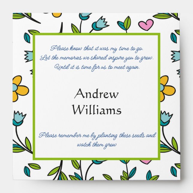 Inspire to Grow Flower Seed Packet Envelope (Front)