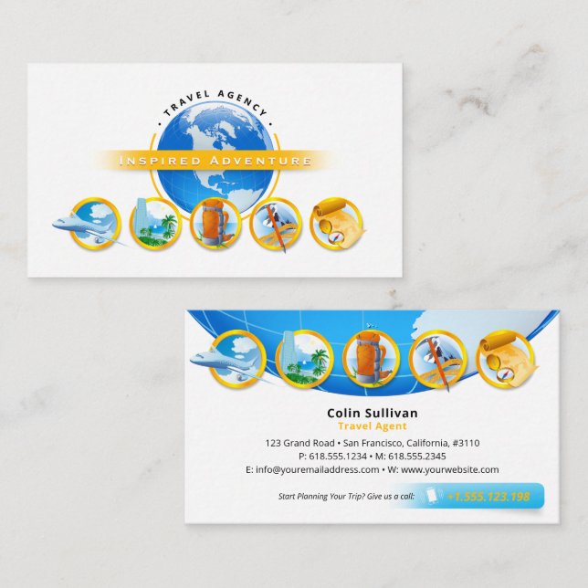 Inspired Adventure | Tourism | Travel Agent Business Card (Front/Back)