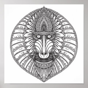 Inspired Baboon Face 2 Poster