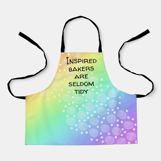 Inspired Bakers are Seldom Tidy Rainbow Kids Apron (Front)