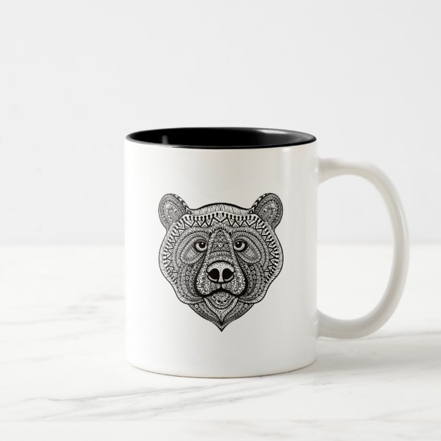Inspired Bear Face Two-Tone Coffee Mug (Right)