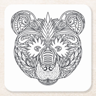 Inspired Bear Square Paper Coaster