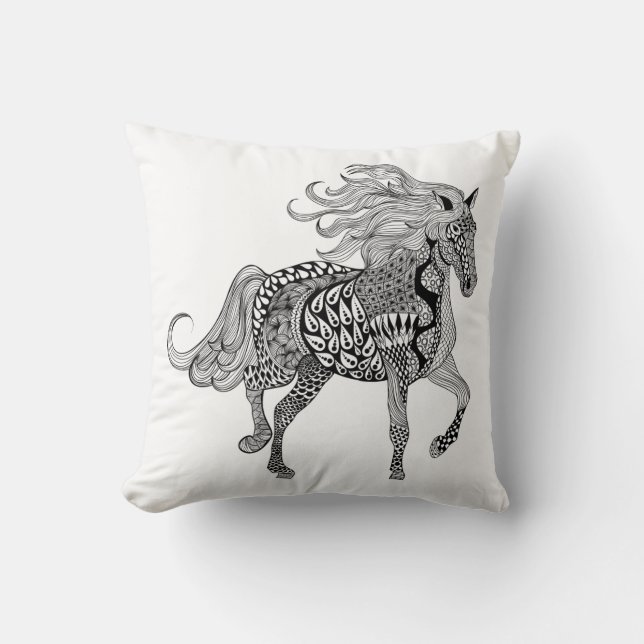 Inspired Black Horse Cushion (Front)