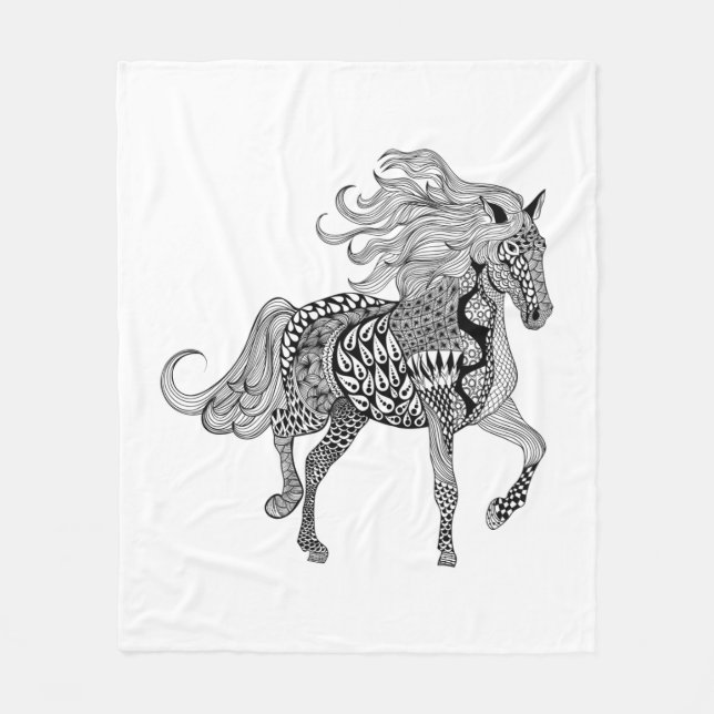 Inspired Black Horse Fleece Blanket (Front)