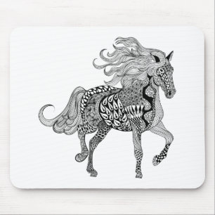 Inspired Black Horse Mouse Pad