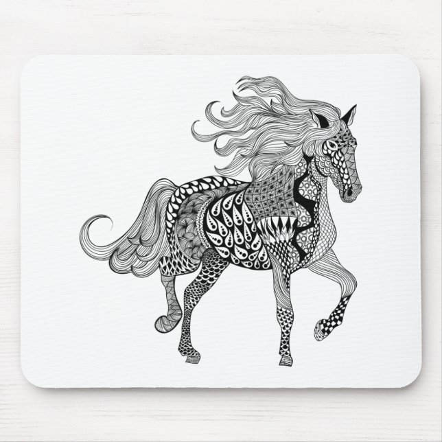 Inspired Black Horse Mouse Pad (Front)