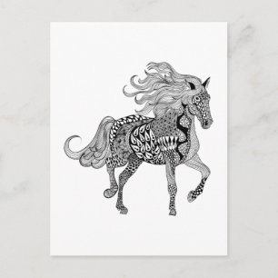 Inspired Black Horse Postcard
