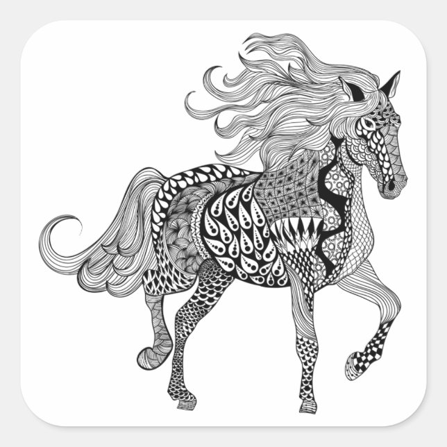Inspired Black Horse Square Sticker (Front)