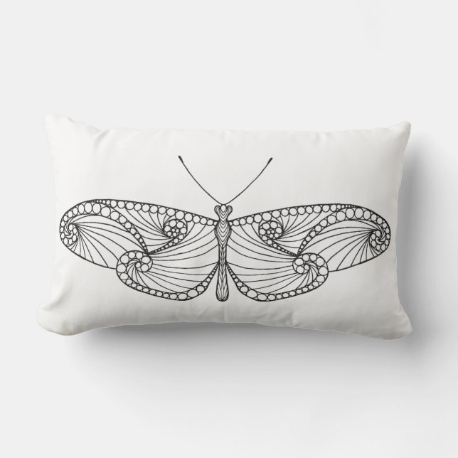 Inspired Butterfly Art Lumbar Cushion (Front)
